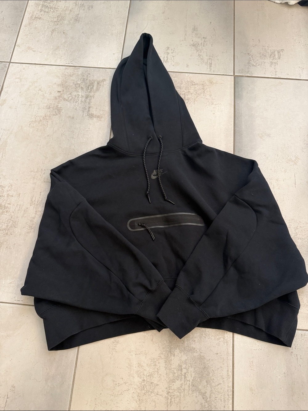 Black Nike Sportwear Tech Hooded Sweatshirt with Front Zip Pocket